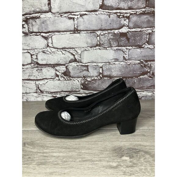 Stonefly Black Suede Leather Slip On Round Toe Dress Heels Women Sz 39EU/8.5M US - Picture 15 of 16